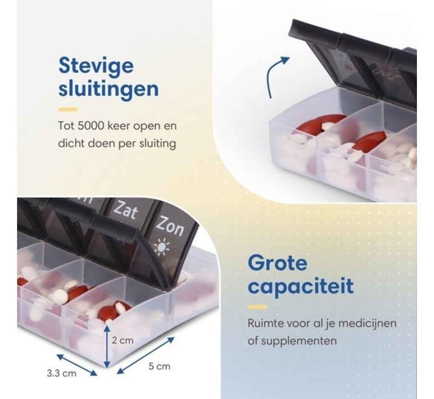 Safe Age® XL boîte à médicaments 7 jours avec compartiments matin/soir - néerlandais - boîte à pilules - grands compartiments - boîte à pilules 7 jours