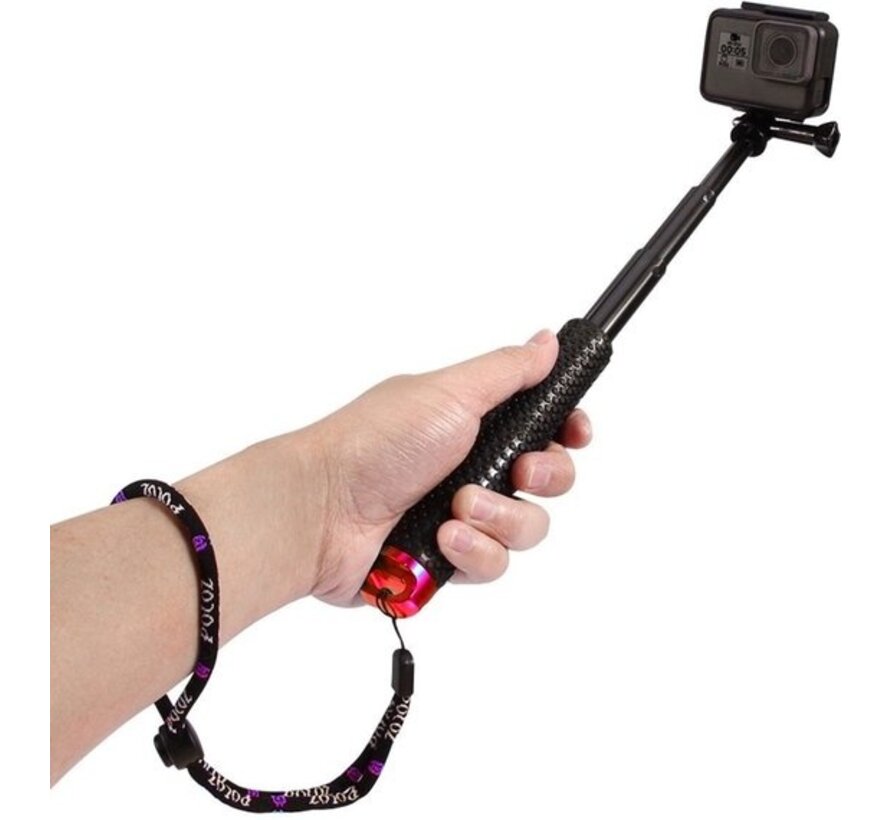 Garpex® Universal Selfie Stick XL - extensible jusqu'à 95 cm - convient à diverses caméras d'action - universel - étanche - rouge