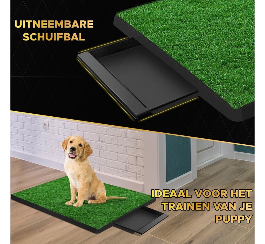 Toivo Dog Toilet Artificial Grass - Black - Odour Repellent - 62 x 49 x 6.6 CM - Dog Toilet Outdoor - Sleep Training Dog - Puppy Pads - Animal Toilet