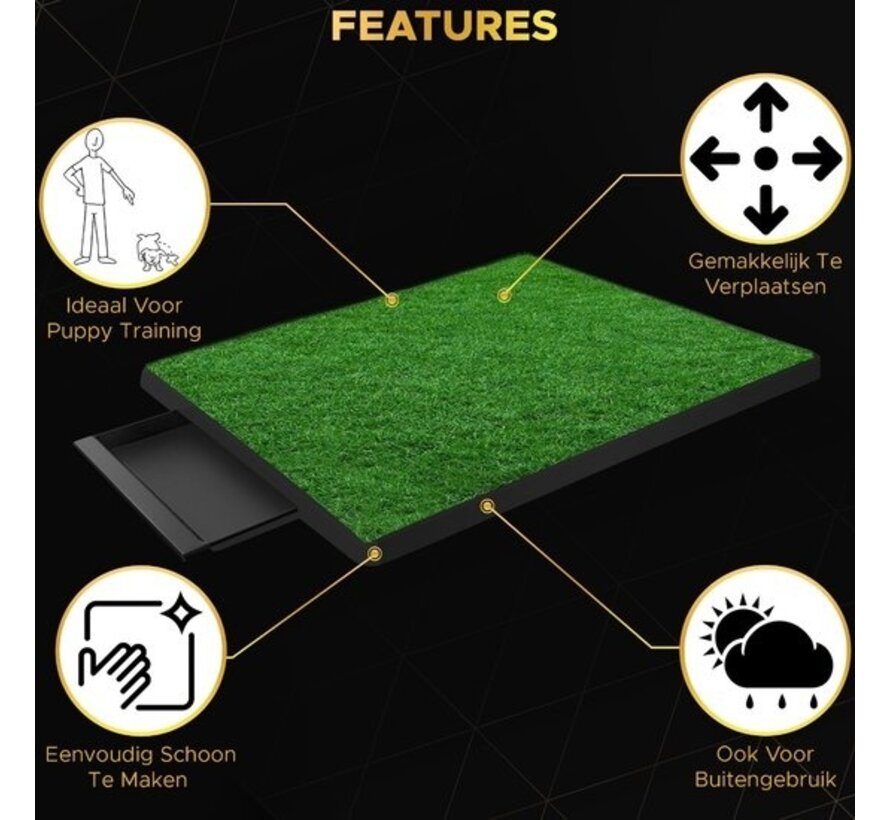 Toivo Dog Toilet Artificial Grass - Black - Odour Repellent - 62 x 49 x 6.6 CM - Dog Toilet Outdoor - Sleep Training Dog - Puppy Pads - Animal Toilet