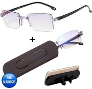 Shine Lunettes d'ordinateur Shine Anti Blue Light 2.00 - Lunettes d'affichage multifocales - Lunettes de lecture pour femmes et hommes - Accessoires inclus