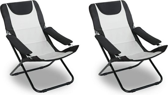 Feel Home - Dormi Chaise d'extérieur - Ciseaux - Noir et blanc - 2 pièces