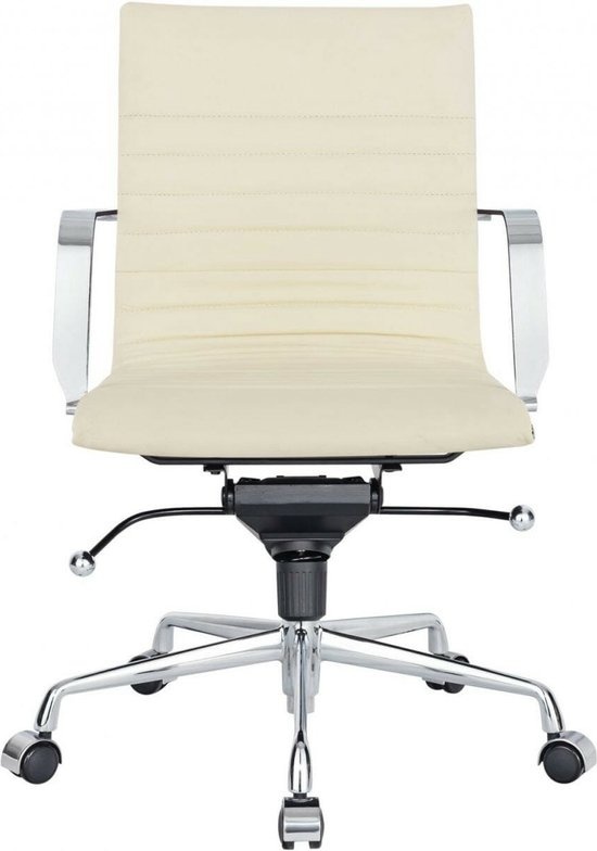 Feel Home - Siège de bureau bas design - Cuir véritable - Crème