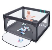 Coast Coast Baby Playpen Ground Box with 50 Playballs Parc pour bébé avec filet respirant 120 x 120 cm Gris foncé