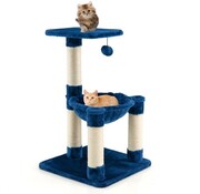 Coast Coast Multi -Level Scratch Post - Arbre à chat enveloppé de douceur - avec un hamac confortable - Bleu