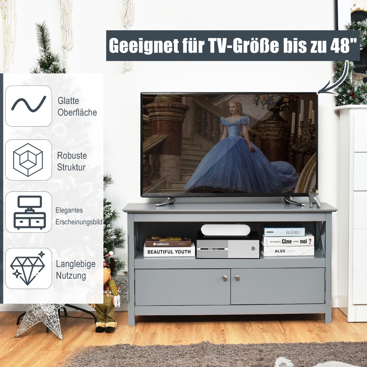 Coast commode TV 112 x 40 x 61 cm gris