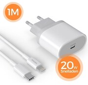 Wurk Wurk - Chargeur - Convient à l'iPhone et à l'iPad - Chargeur rapide 20W - Câble de charge 1M - Convient également aux iPhones plus anciens
