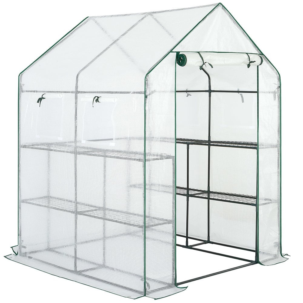 Serre de jardin Gartenbruk - plantes et légumes - 2 niveaux - porte déroulante transparent -195x143x143cm