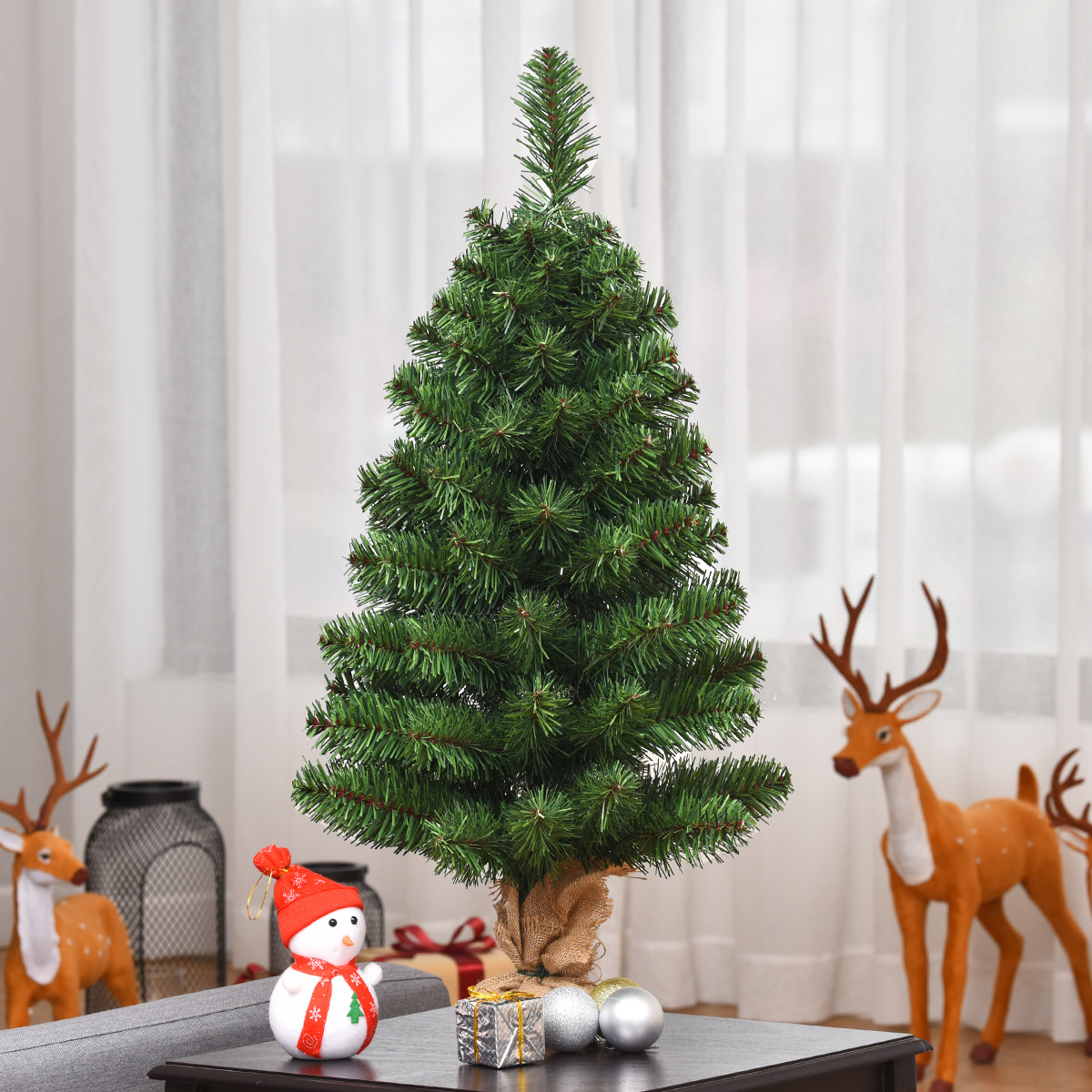 Coast 60/90 cm Arbre de Noël artificiel Arbre FIR avec base en ciment Arbre de Noël vert-90 cm