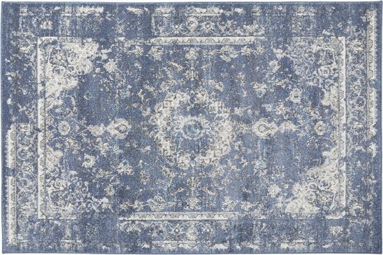 Lifa Living - Tapis Yarah - Bleu - Doux - 200 x 290 cm - Polypropylène - Hauteur des poils 9 mm - Vintage