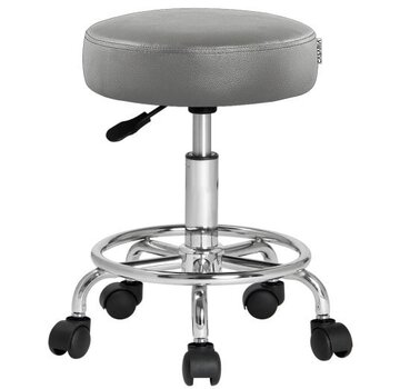 Casaria Tabouret de bureau Casaria - tabouret à roulettes - Hauteur Réglable - Rotation à 360° - Gris