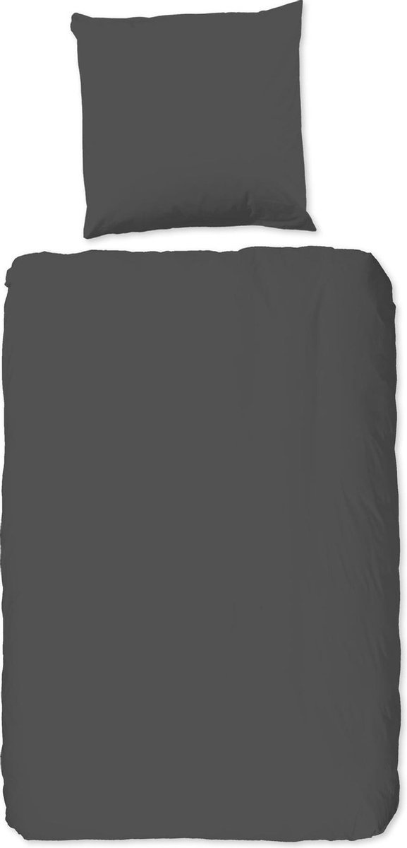 HIP Enveloppe de couette uni dessin - Anthracite - (140x200/220 cm) - Satin de coton