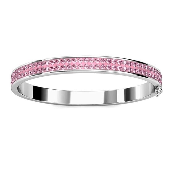 Bracelet rose pour fille avec cristaux - Yolora Kids - Argent