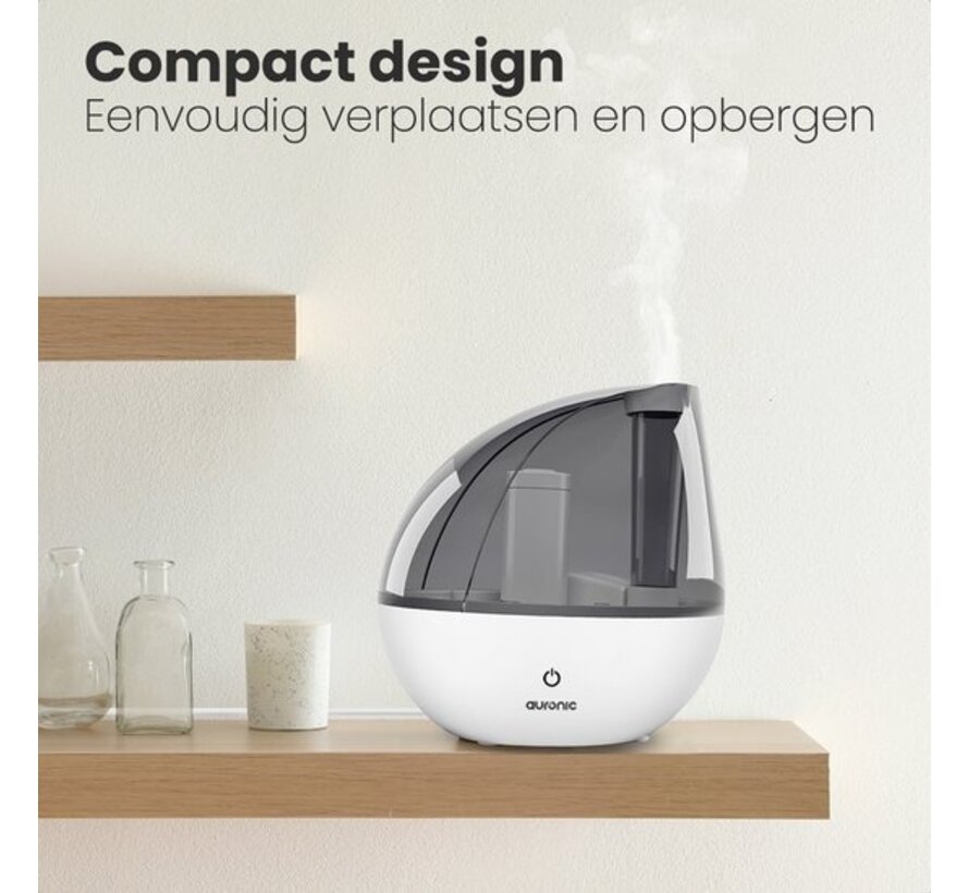 Auronic Humidificateur - Plusieurs Modes d'humidité - Diffuseur - chambre - Durable - Blanc - Filtre à eau inclus