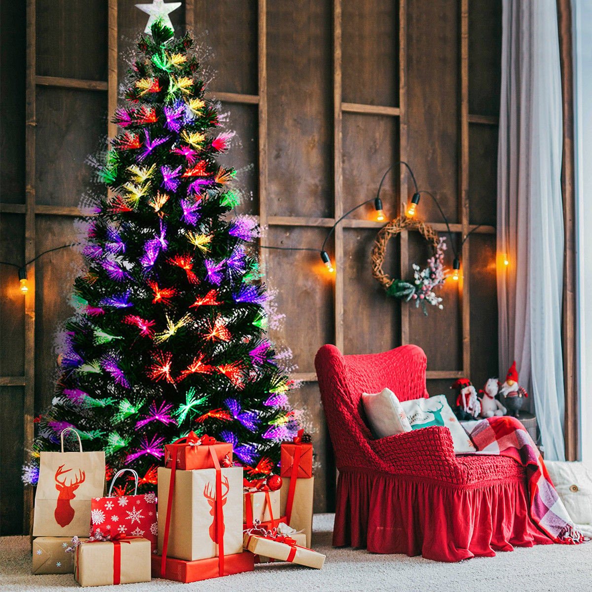 Coast Christmas Tree LED 150/180/210 cm Arbre de Noël artificiel avec fibre de verre changeur de couleurs vert-210 cm