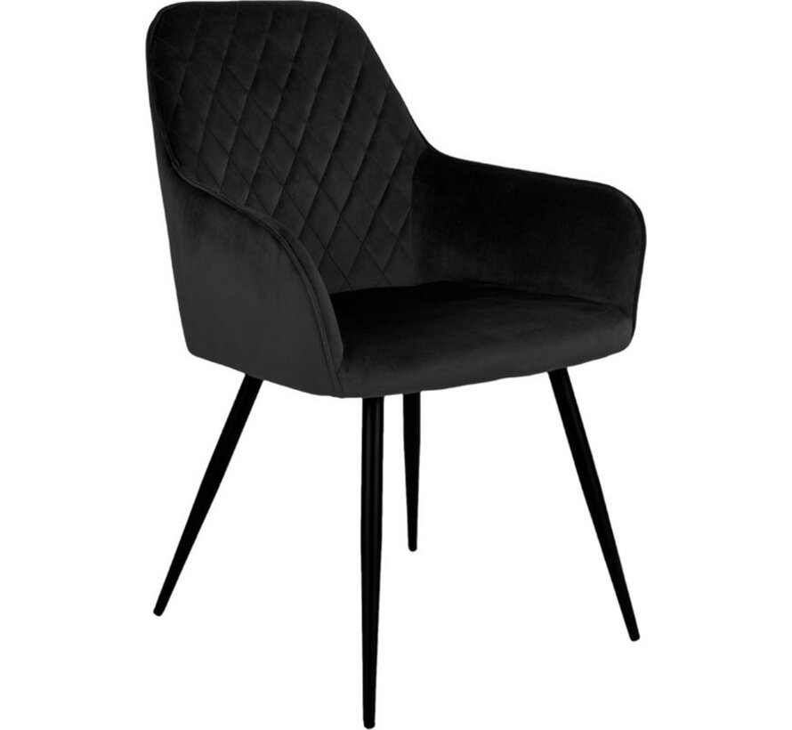 House Nordic Harbo Dining Chair Velvet Black - Lot de 2
