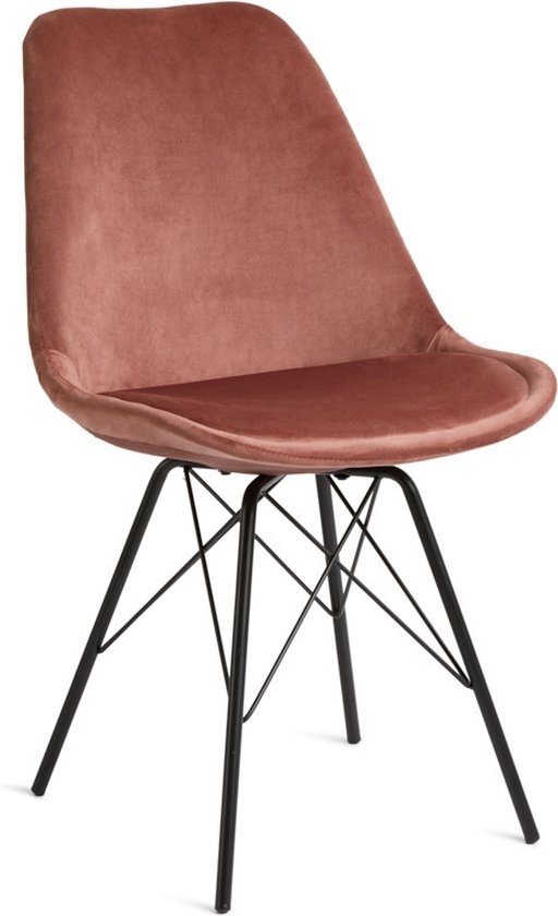 LIFA LIVING Fauteuil Napoli - Lot de 2 - Vieux rose - Velours - Pieds en métal - Capacité 100 kg