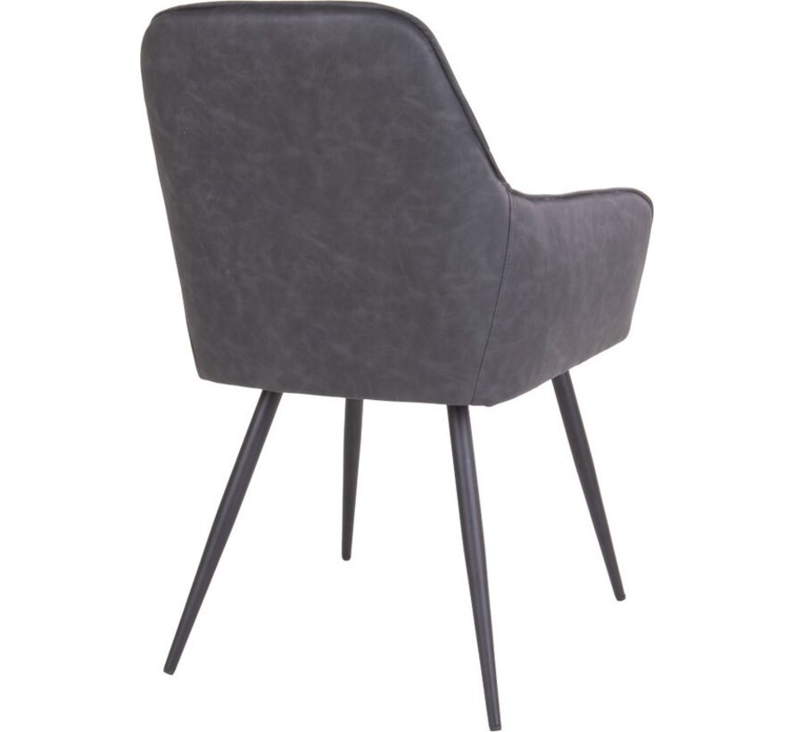 House Nordic Harbo Dining Chair Vegan Leather Dark Grey - Set of 2