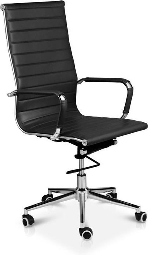 LIFA LIVING Siège de bureau Brisbane - Noir - Cuir - Moderne - Ergonomique - Réglable - Capacité : 150 kg