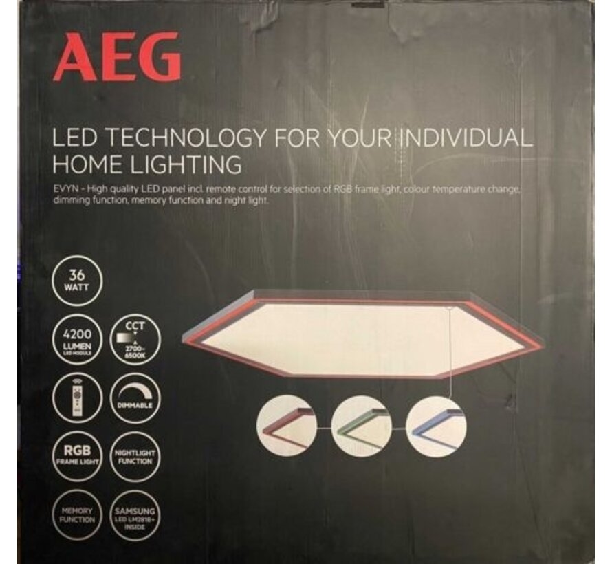 AEG EVYN - Panneau LED hexagonal noir Ø80cm CCT dimmable Veilleuse RGB 36W