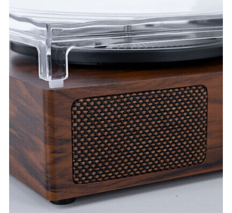 Lecteur de disques - Disques 33 tours / Bluetooth / AUX / USB - Haut-parleurs intégrés - Aspect bois - Marron