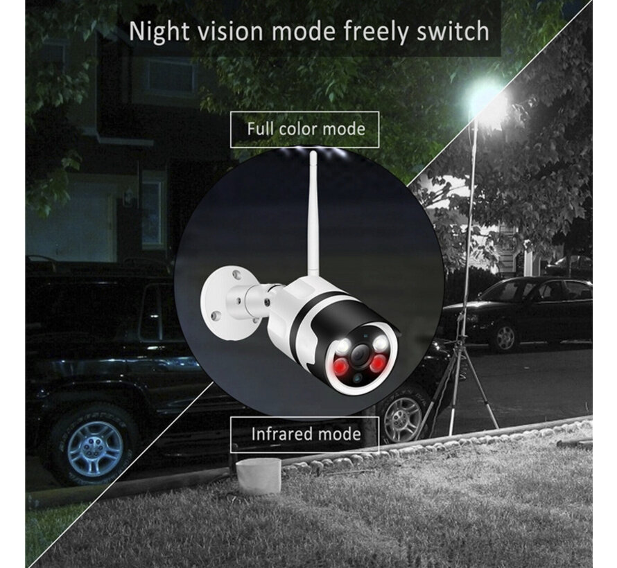 Caméra IP Denver Full HD Smart WLAN avec boîtier métallique anti-éclaboussures, détecteur de mouvement, vision nocturne