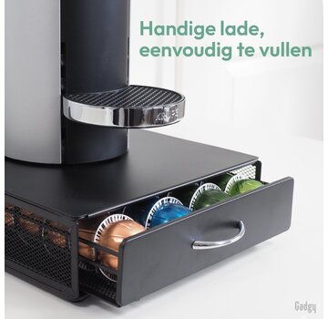 Gadgy Gadgy Porte-capsules pour 40 tasses Vertuo - Porte-tasses à café avec tiroir - Noir - acier inoxydable