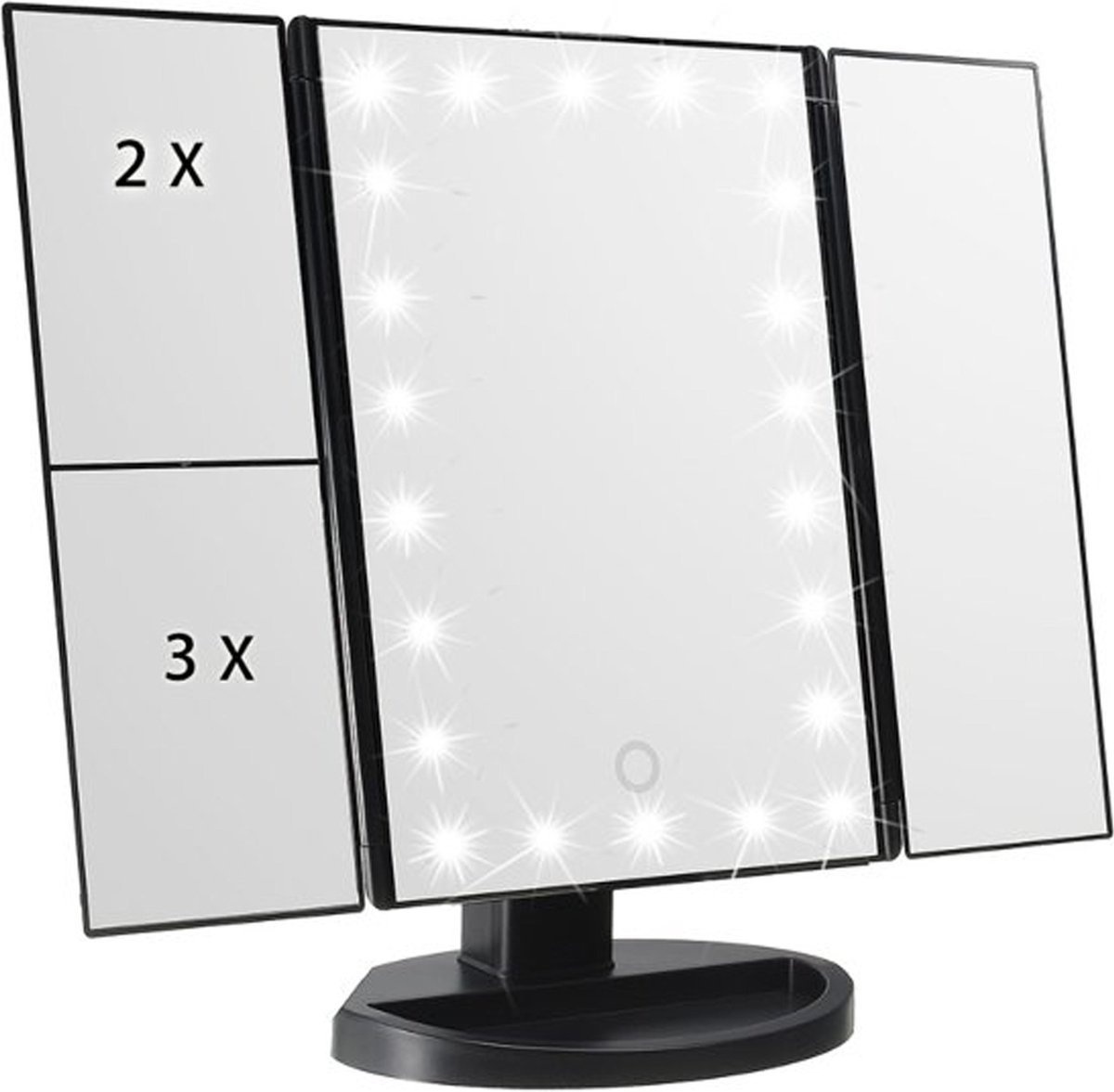 Miroir avec éclairage LED - Miroir de maquillage - Noir