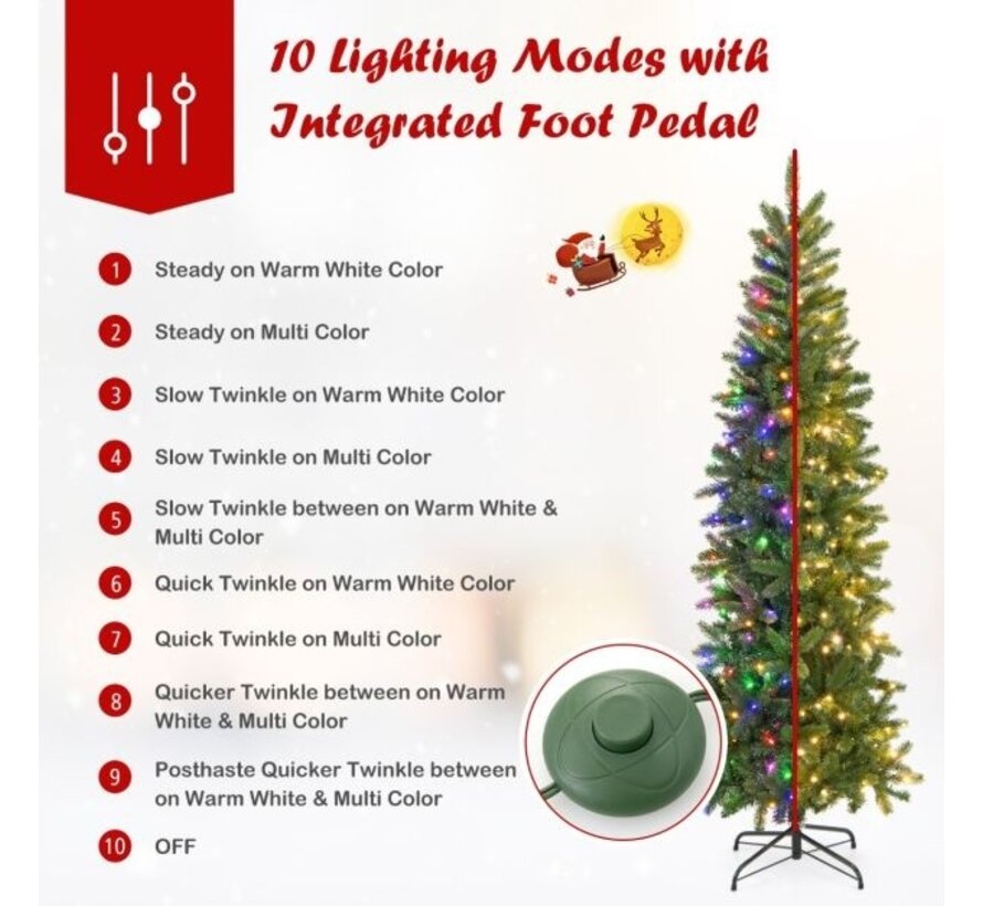 Arbre de Noël artificiel Coast avec lumières LED blanc chaud et multicolores et 648 branches denses 180 cm