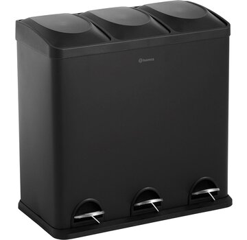 Homra Poubelle a 3 compartiments - Homra MAXER - Poubelle 60 litres (3x 20L) - Noir