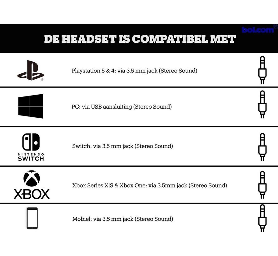 Casque de jeu Hunterspider - Noir/Bleu - Convient à PS4, Xbox One, Switch et Windows