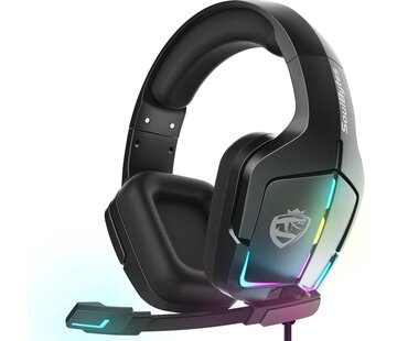 SoulBytes Casque gaming SoulBytes S12 RGB avec microphone stéréo - Multiplateforme -Noir