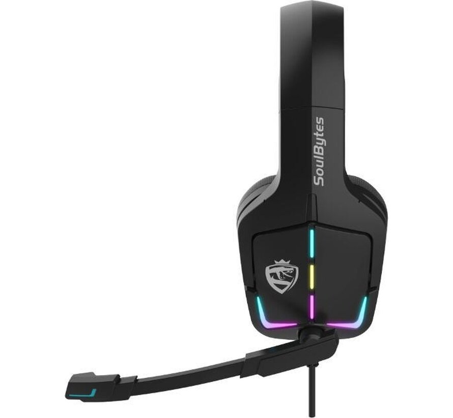 Casque gaming SoulBytes S12 RGB avec microphone stéréo - Multiplateforme -Noir