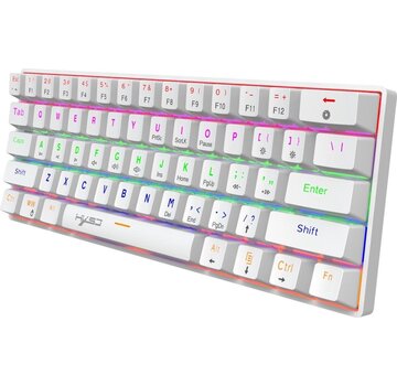 HxSJ HXSJ V900 - Wired Mechanical Gaming Keyboard - RGB Lighting - Ergonomic - QWERTY - 61 Keys - Blue Switch - White