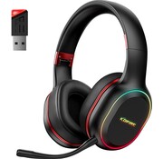 Kofire Kofire UG-05 Casque de jeu sans fil 2,4GHz - Casque Bluetooth - Microphone détachable - Convient pour PS4/PS5, Nintendo Switch - Noir - Rouge