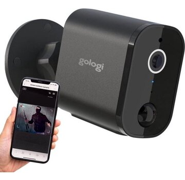 Gologi Gologi Caméra sans fil sur batterie - Caméra de sécurité - Avec vision nocturne - Caméra Wifi - Caméra de sécurité - Rechargeable - Application en néerlandais - Noir