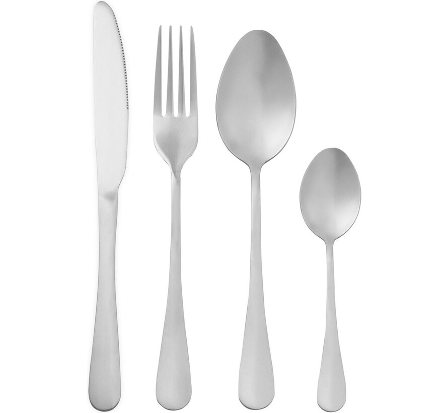 Dymund® Set de couverts - 6 Person Cutlery - (24 pcs) - Shiny Cutlery Sets - Incl. Cutlery tray - Stainless steel - Silver