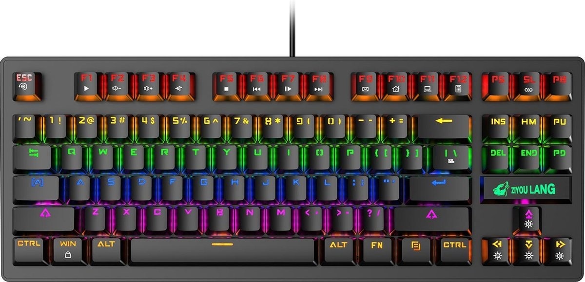 ZIYOULANG K2 RGB mechanical 87keys TKL gaming keyboard - Clavier de jeu Windows/Mac - interrupteur bleu - Clavier mécanique - Claviers de jeu anti-ghosting - Noir