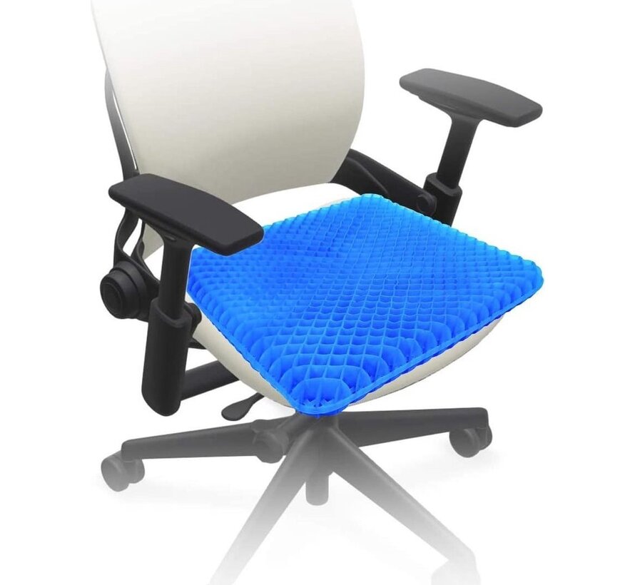 Fuegobird Gel Pillow - Coussin ergonomique - Coussin de siège orthopédique - Structure alvéolaire double couche - Avec housse de coussin - Bleu