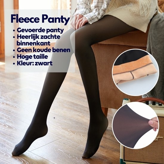 Collant polaire noir - Collant doublé - Leggings polaire - Collant thermique - Collant Tiktok - Taille L/XL