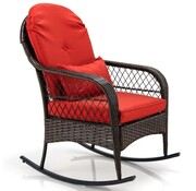 Coast Coast Outdoor Rocking Chair - 1 personne - Rotin - Max. 120 kg - 67 x 87 x 95 cm - Rouge / Marron