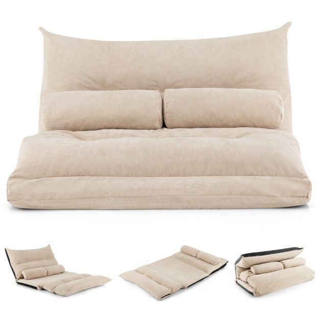 Coast Banc de sol pliant - Canapé-lit - Avec 2 coussins - 180 x 110 x 18 cm - Beige