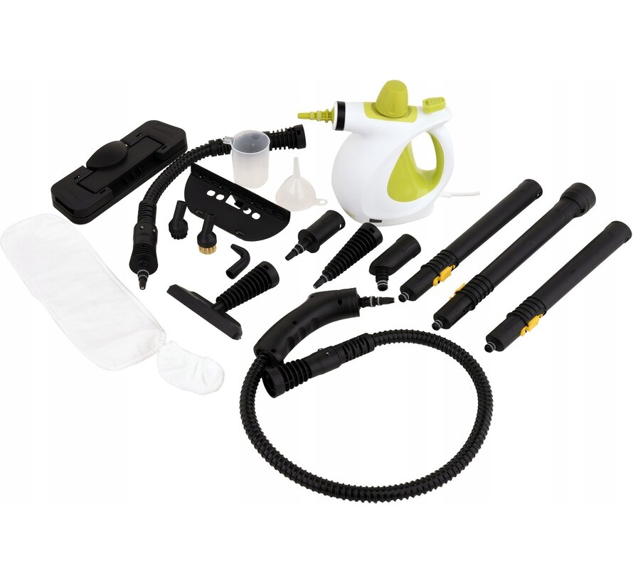 LUND Professional Hand Steam Cleaner WITH 7 Attachments - Steam Cleaner - Child Lock - 17-Piece Set - 900W-1050W - Green/White