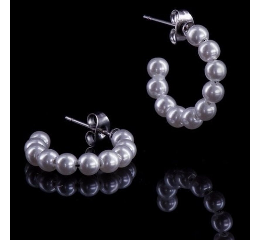 Laura Ferini Boucles d'oreilles perle pour femme Bojano Silver - Boucles d'oreilles pour femme en argent - Acier inoxydable étanche - Livré dans une boîte cadeau de luxe - avec boîte à bijoux - Bijoux en acier inoxydable - Accessoires
