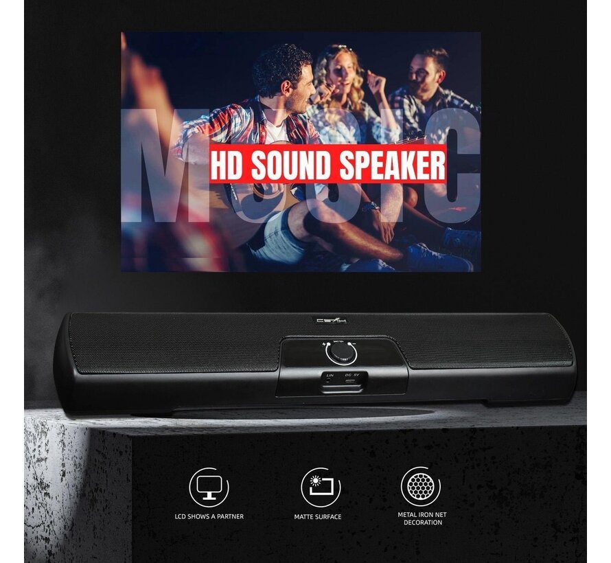 HXSJ Q3 Soundbar PC Speaker - USB - pour ordinateurs de bureau / portables / téléviseurs intelligents / projecteurs - Noir