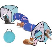 Fuegobird Fuegobird Cat Tunnel - Tente+Tunnel 3 en 1 - Bleu/Rose