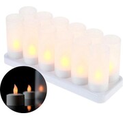 Saaf Bougies LED + Base rechargeable - Lampes à thé sûres - Décoration - 12 pièces + coupes