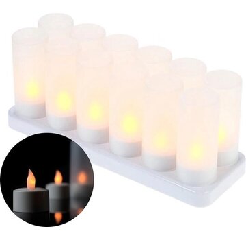 Saaf Bougies LED + Base rechargeable - Lampes à thé sûres - Décoration - 12 pièces + coupes
