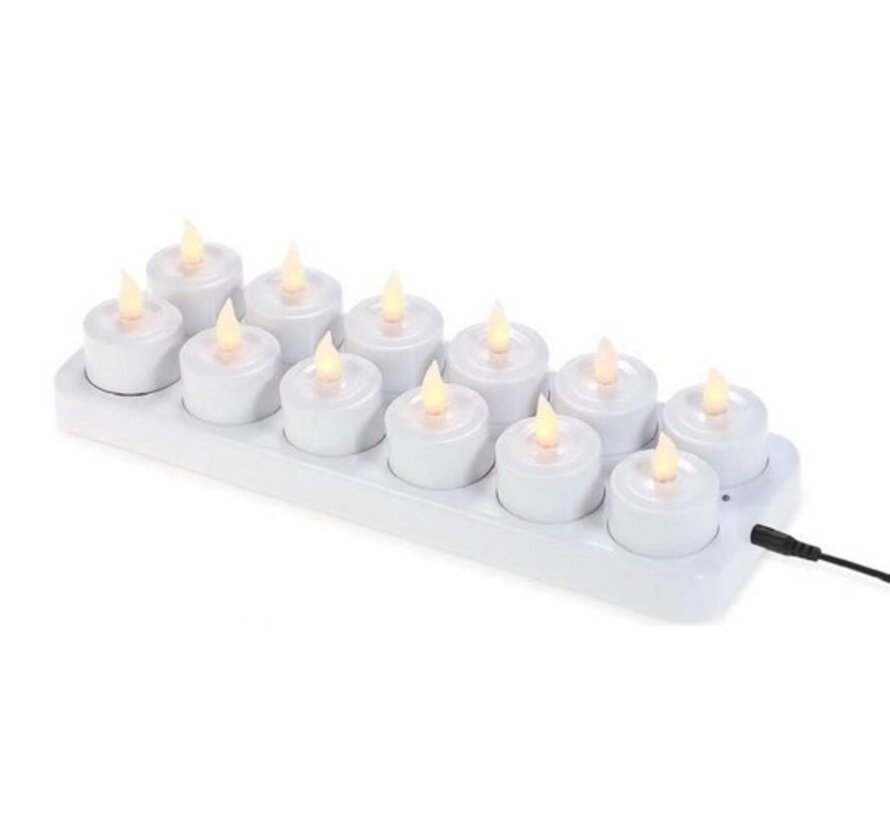 Bougies LED + Base rechargeable - Lampes à thé sûres - Décoration - 12 pièces + coupes