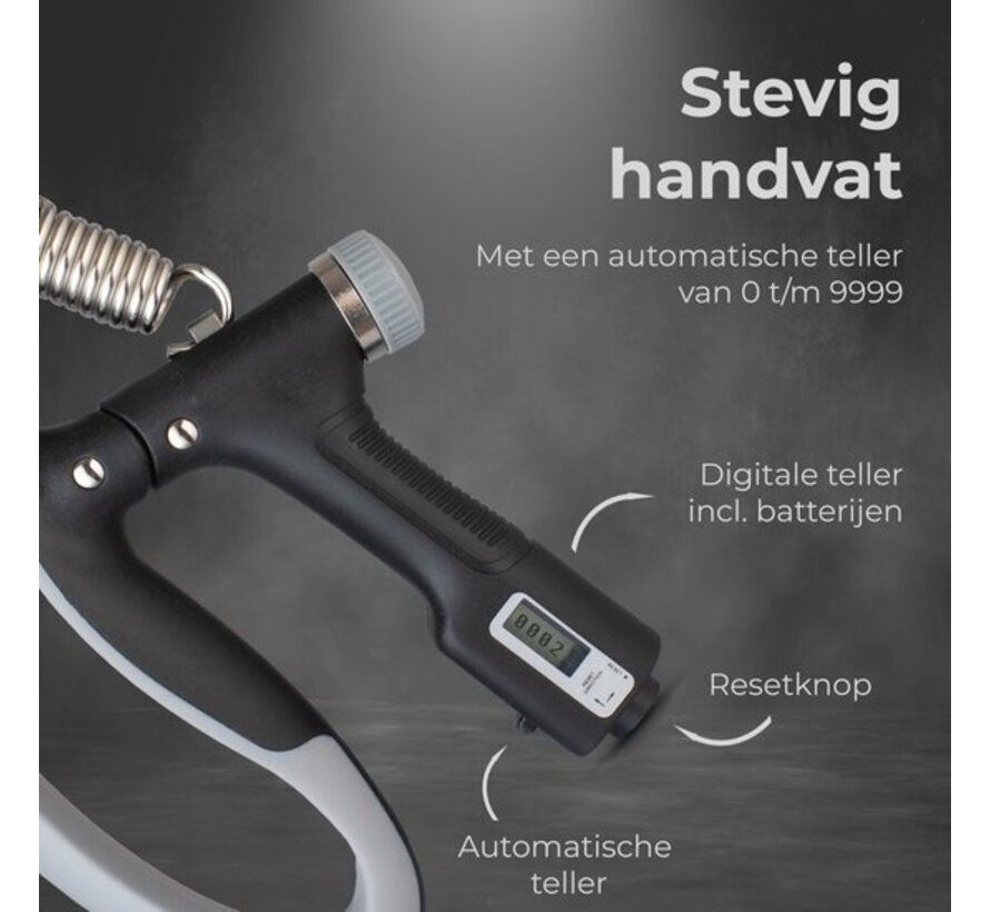 Entraîneur réglable pour les mains - Jeu de 2 - 10 à 100 KG - Compteur numérique - Entraînement à la pression des mains - Entraînement à la préhension de l'avant-bras - Noir